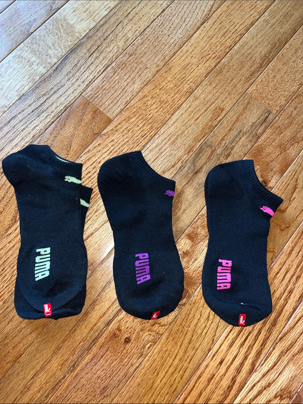 PUMA Men's Black No-Show Socks - Pink & Purple Accents (3-Pack)